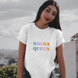 サルサダンスの女王 ラテン モダン シンプル 白 Tシャツ