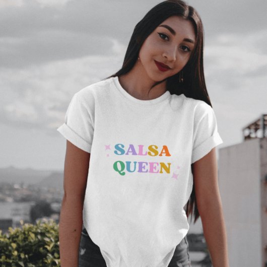 サルサダンスの女王 ラテン モダン シンプル 白 Tシャツ