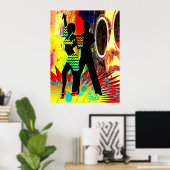 サルサダンスカップルのネオンカラー ポスター (ホームオフィス)