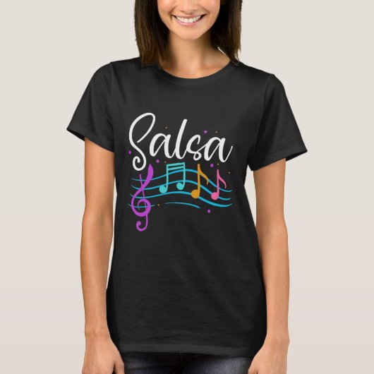 サルサミュージカルノートLatin Music Dance Tシャツ (正面)