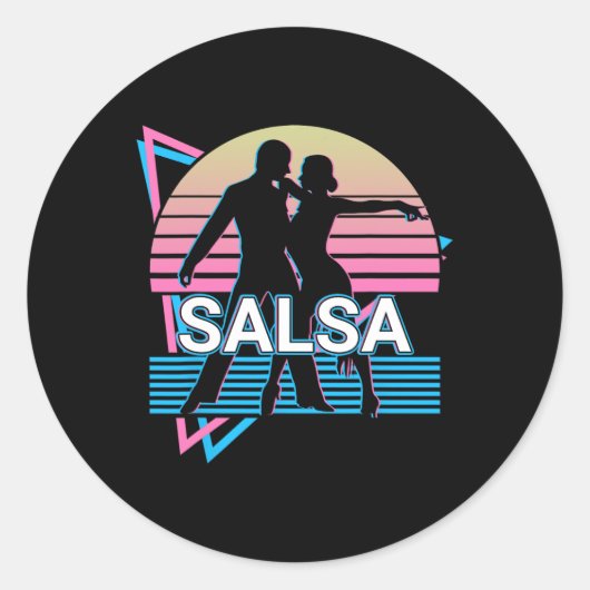 サルサ踊りサルサダンサーレトロ ラウンドシール (正面)