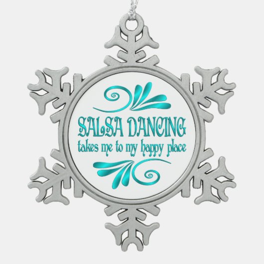 サルサ踊りハッピープレイス スノーフレークピューターオーナメント (正面)