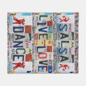 サルサ・ライブ・ラブ・ダンス・ライセンスプレートバレエ・ダンシン フリースブランケット (正面(横))