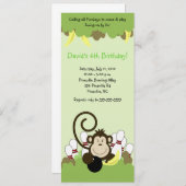 サルジャングルサファリ ボウリングパーティー 4x9 招待状 (正面/裏面)