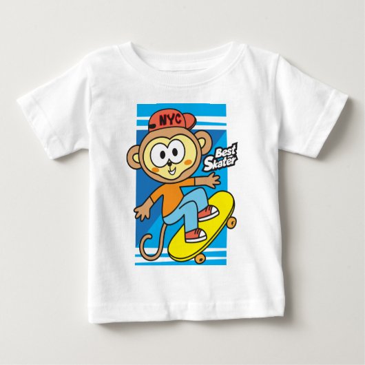 サルスケートボードベイビー ベビーTシャツ (正面)