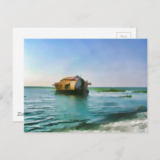 サルタータラグーンのケララのハウスボート ポストカード (正面/裏面)