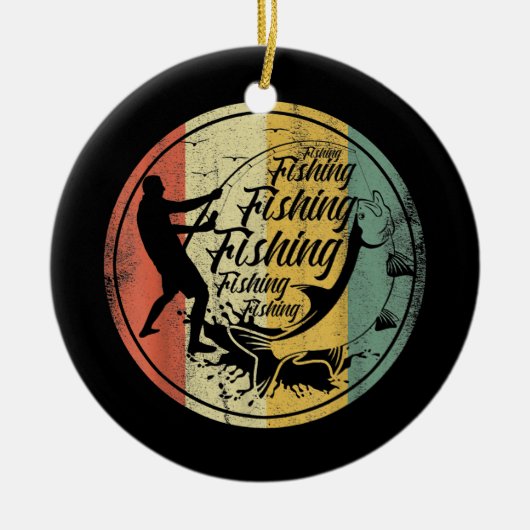 サルターター深いシー魚釣りアングラーフィッシャーマンスポーツ セラミックオーナメント (正面)