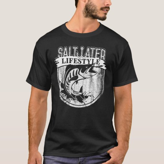 サルターター深いシー魚釣りアングラーフィッシャーマンスポーツ Tシャツ (正面)