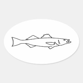 サルターター魚釣りストライプの- Bass 楕円形シール
