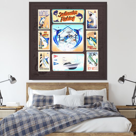 サルターター魚釣りライトハウス キャンバスプリント (インサイチュ (寝室))