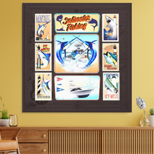 サルターター魚釣りライトハウス キャンバスプリント (インサイチュ (リビング))