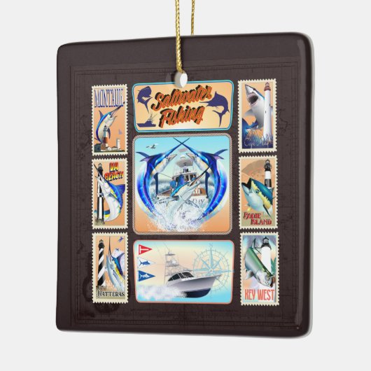 サルターター魚釣りライトハウス セラミックオーナメント (左)