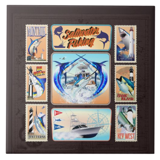 サルターター魚釣りライトハウス タイル (正面)