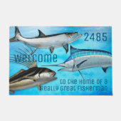 サルターフィッシャーマンウェルカムことわざマーリンタルポンD ドアマット (正面)