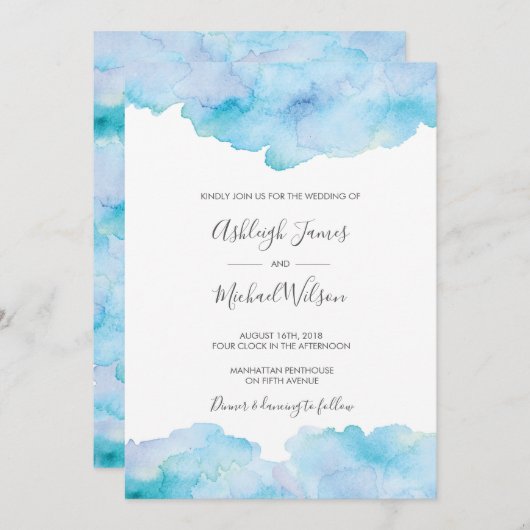 サルティシーブリーズウォーターカラー結婚式招待状 招待状 (正面/裏面)