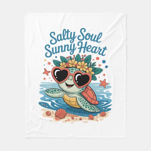 サルティソウルサニーハートタートルサマー フリースブランケット (正面)
