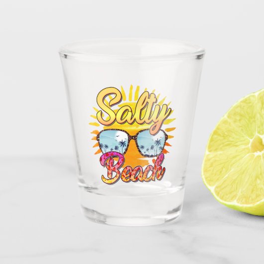 サルティビーチ | トロピカルサン&パームツリー ショットグラス (正面)