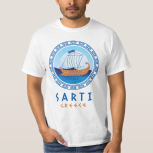 サルティ, ギリシャ ギリシャ船のデザイン メンズ Tシャツ