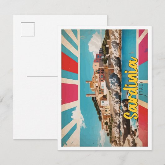 サルディニアイタリポップ・アートのアルートトラベルイラストレーション ポストカード (正面/裏面)