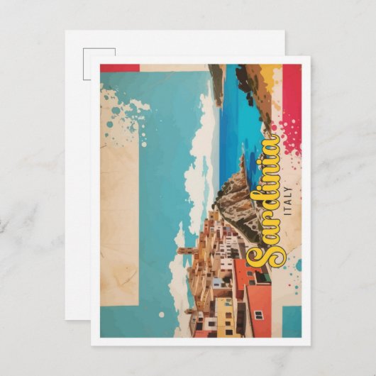 サルディニアイタリポップ・アートのアルートトラベルイラストレーション ポストカード (正面/裏面)