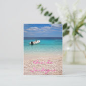 サルディニア葉書の青い海のスピードボート ポストカード (スタンド正面)