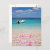 サルディニア葉書の青い海のスピードボート ポストカード (正面/裏面)