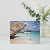 サルデーニアエメラルドコーストビーチと岩 ポストカード (スタンド正面)