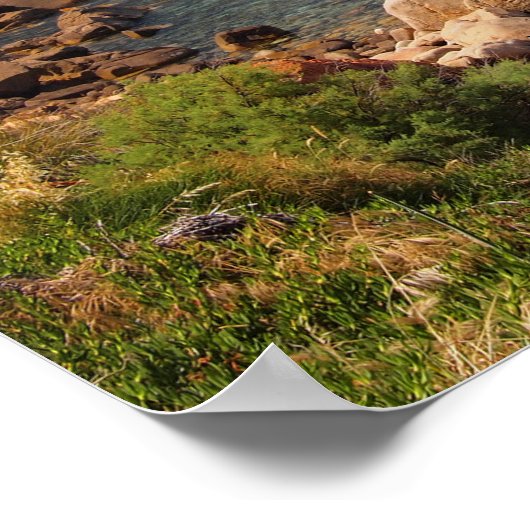 サルデーニャの赤い岩の海岸のポスター ポスター (角)