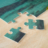 サルデーニャの青い海と空とボートと崖 ジグソーパズル (側面)