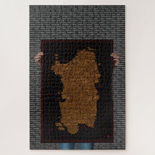 サルデーニャタイポグラフィマップ – チャレンジジグソーパズル ジグソーパズル (縦)