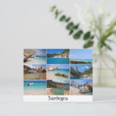サルデーニャビーチコラージュ文字はがき ポストカード (スタンド正面)