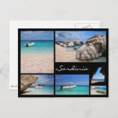 サルデーニャビーチ黒枠コラージュ葉書 ポストカード (正面/裏面)
