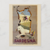 サルデーニャヴィンテージイタリアン旅行広告 ポストカード (正面)