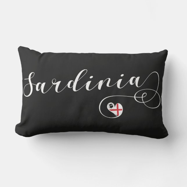 サルデーニャ国旗のハート、私はサルデーニャ大好き アウトドアクッション (正面)