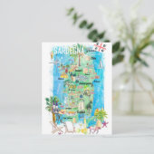 サルデーニャ島イラスト旅行地図 ポストカード (スタンド正面)