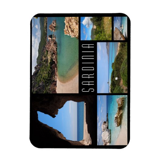 サルデーニャ風景旅行フォトコラージュ マグネット (縦)