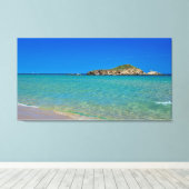 サルデーニャ黄金の砂ビーチとターコイズ水 キャンバスプリント (インサイチュ (ウッドフロア))