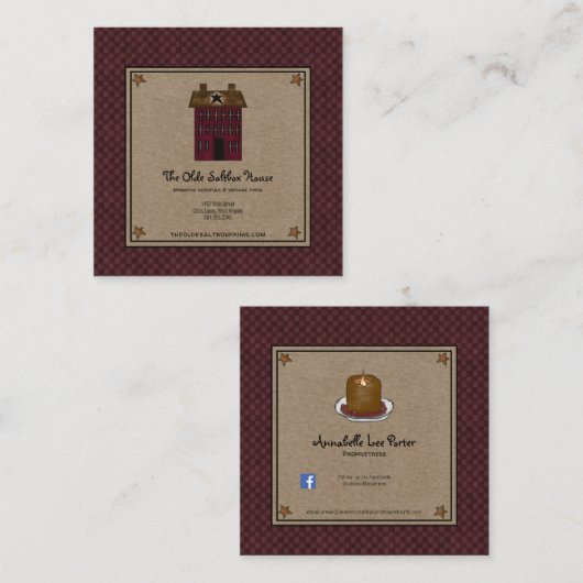 サルトボック初期のスハウスラスティスタークラフト スクエア名刺 (正面/裏面)