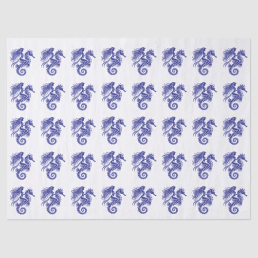 サルトリーマーメイドライディングシーホース – DIYカラーズブルー 薄葉紙 (正面)