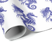 サルトリーマーメイドライディングシーホースDIYカラーズブルーホット ラッピングペーパー (ロールコーナー)