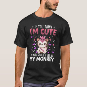 サルハートバレンタインデー動物for女性キッド tシャツ