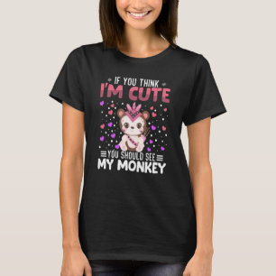 サルハートバレンタインデー動物for女性キッド tシャツ