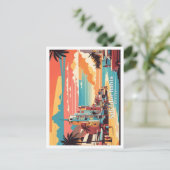 サルバドールバイアブラジポップ・アートのルアートトラベルイラストレーション ポストカード (スタンド正面)