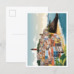 サルバドールバイアブラジルヴィンテージ旅行イラストレーション ポストカード