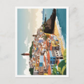 サルバドールバイアブラジルヴィンテージ旅行イラストレーション ポストカード (正面)