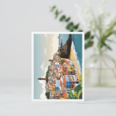 サルバドールバイアブラジルヴィンテージ旅行イラストレーション ポストカード (スタンド正面)