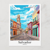 サルバドールブラジルアートヴィンテージトラベルイラストレーション ポストカード (正面)