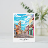 サルバドールブラジルアートヴィンテージトラベルイラストレーション ポストカード (スタンド正面)