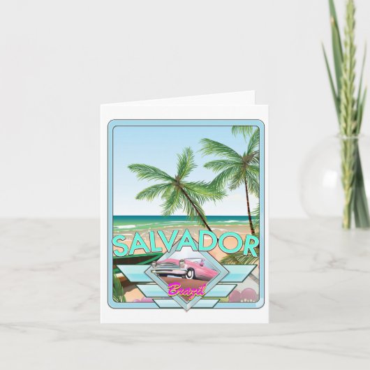 サルバドールブラジルヴィンテージスタイル旅行ポスター。 シーズンカード (正面)