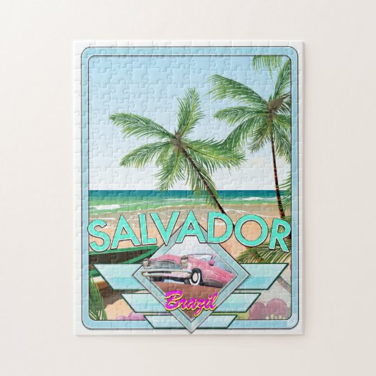 サルバドールブラジルヴィンテージスタイル旅行ポスター。 ジグソーパズル (縦)